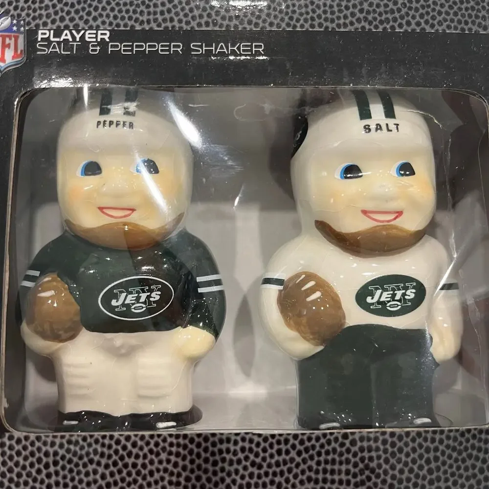 New York Jets NFL Player Salt and Pepper Shakers Set The Memory Company NIB